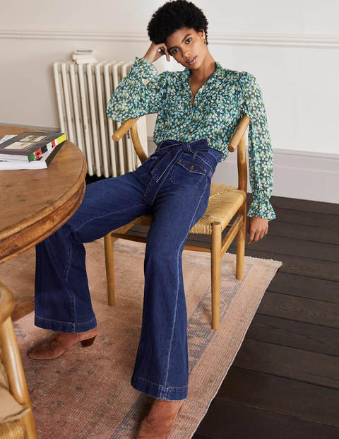 Zoe Frill Detail Blouse - Midnight Garden, Sprig Zoe Frill Detail Blouse - Midnight Garden, Sprig