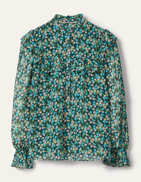 Zoe Frill Detail Blouse - Midnight Garden, Sprig Zoe Frill Detail Blouse - Midnight Garden, Sprig