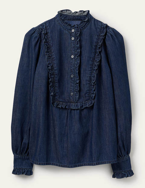 Isla Frill Detail Blouse - Denim Isla Frill Detail Blouse - Denim
