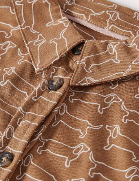 Relaxed Jersey Shirt - Camel/ Ivory Dachshund Relaxed Jersey Shirt - Camel/ Ivory Dachshund