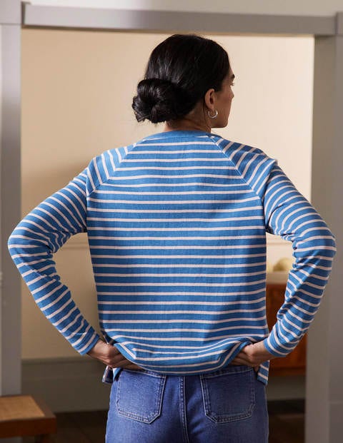 Gestreiftes Henley-Oberteil - Blau/Milchshake Gestreiftes Henley-Oberteil - Blau/Milchshake