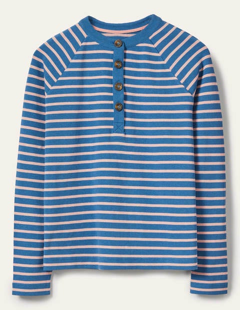 Gestreiftes Henley-Oberteil - Blau/Milchshake Gestreiftes Henley-Oberteil - Blau/Milchshake