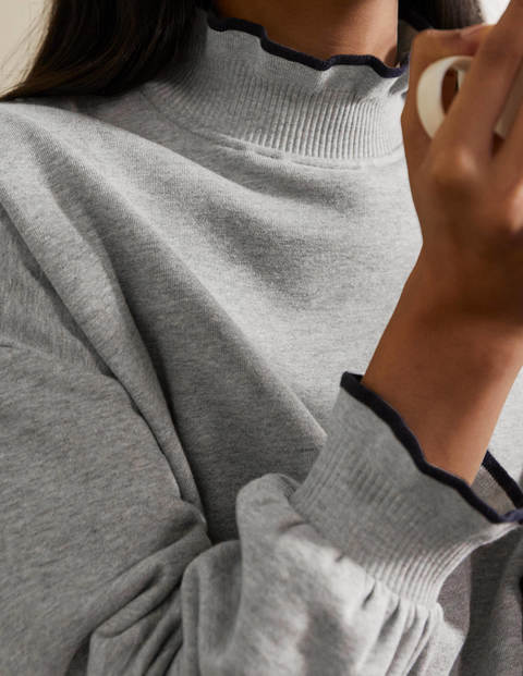 Ruffle Detail Sweatshirt - Grey Marl