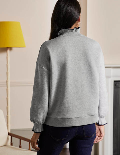 Ruffle Detail Sweatshirt - Grey Marl Ruffle Detail Sweatshirt - Grey Marl