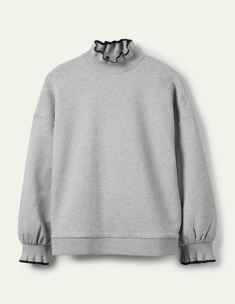 Ruffle Detail Sweatshirt - Grey Marl Ruffle Detail Sweatshirt - Grey Marl