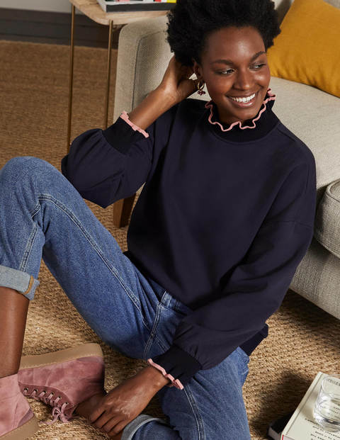 Ruffle Detail Sweatshirt - Navy Ruffle Detail Sweatshirt - Navy