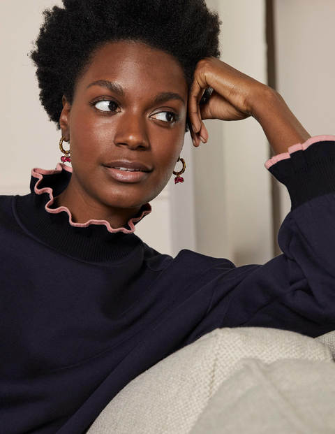 Ruffle Detail Sweatshirt - Navy Ruffle Detail Sweatshirt - Navy