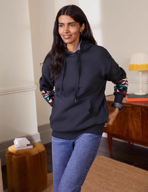 Oversized Hoodie - Navy Rainbow Foil Cuff Oversized Hoodie - Navy Rainbow Foil Cuff