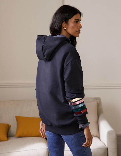 Oversized Hoodie - Navy Rainbow Foil Cuff Oversized Hoodie - Navy Rainbow Foil Cuff