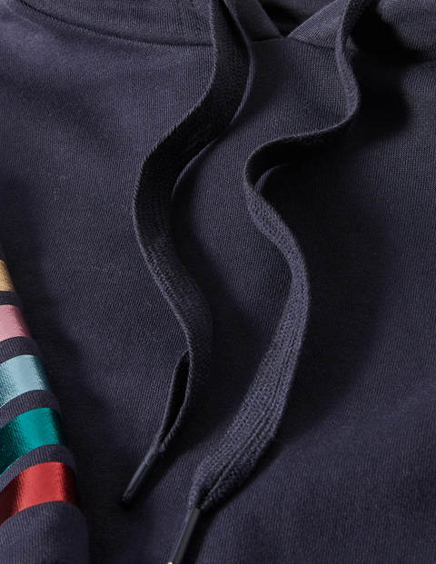 Oversized Hoodie - Navy Rainbow Foil Cuff Oversized Hoodie - Navy Rainbow Foil Cuff