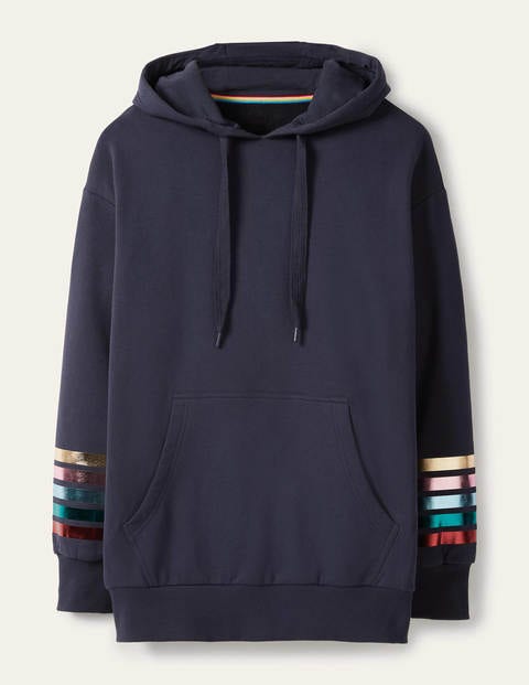 Oversized Hoodie - Navy Rainbow Foil Cuff Oversized Hoodie - Navy Rainbow Foil Cuff
