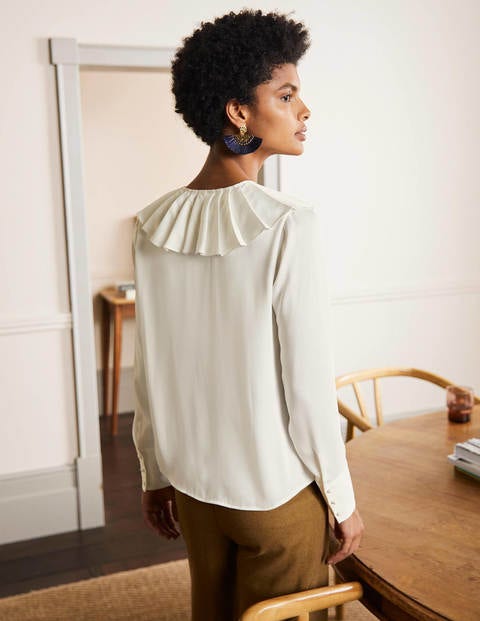 Pleated Collar Boxy Top - Ivory Pleated Collar Boxy Top - Ivory