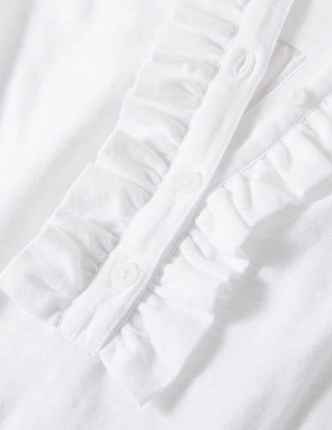Ruffle Front Jersey Top - White Ruffle Front Jersey Top - White