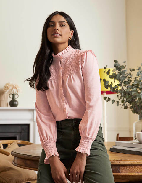 Smocked Yoke Jersey Shirt - Milkshake Smocked Yoke Jersey Shirt - Milkshake
