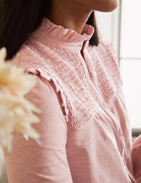 Smocked Yoke Jersey Shirt - Milkshake Smocked Yoke Jersey Shirt - Milkshake