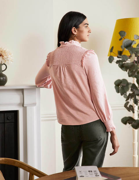 Smocked Yoke Jersey Shirt - Milkshake Smocked Yoke Jersey Shirt - Milkshake