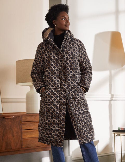 Skye Puffer Coat - Black, Chain Geo Large Skye Puffer Coat - Black, Chain Geo Large