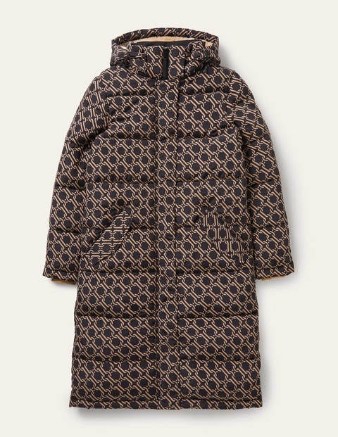 Skye Puffer Coat - Black, Chain Geo Large Skye Puffer Coat - Black, Chain Geo Large