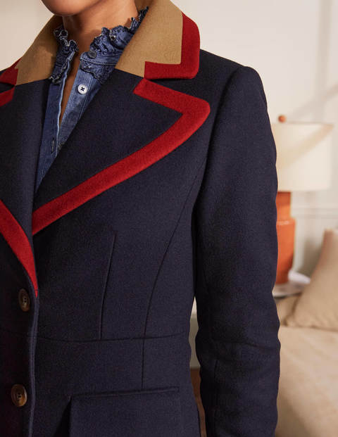 Tipped Lapel Crombie Coat - Navy Tipped Lapel Crombie Coat - Navy