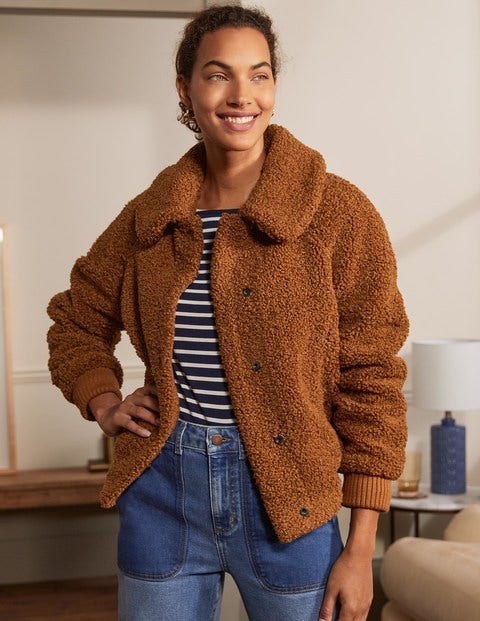 Teddy-Bomberjacke - Lebkuchenbraun Teddy-Bomberjacke - Lebkuchenbraun