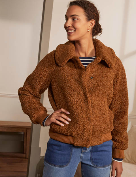 Teddy-Bomberjacke - Lebkuchenbraun Teddy-Bomberjacke - Lebkuchenbraun