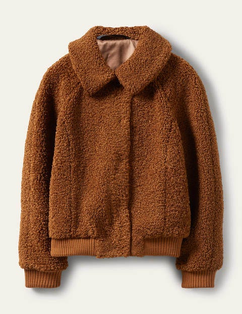 Teddy-Bomberjacke - Lebkuchenbraun Teddy-Bomberjacke - Lebkuchenbraun