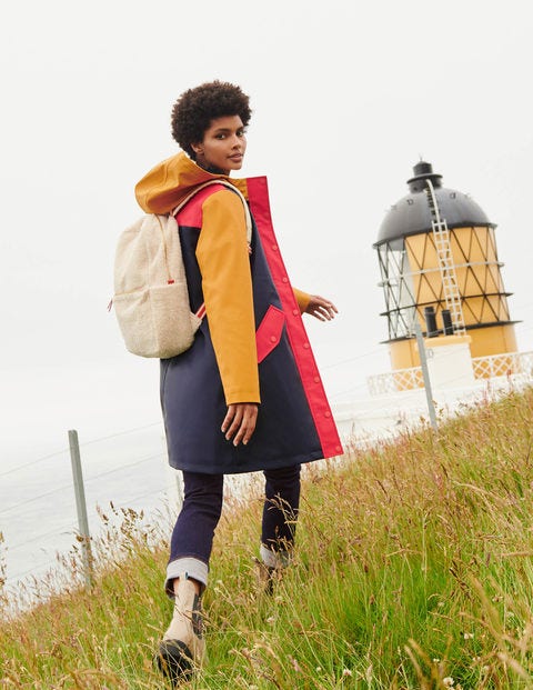 Morris Waterproof Mac - Navy and Ochre Colourblock Morris Waterproof Mac - Navy and Ochre Colourblock