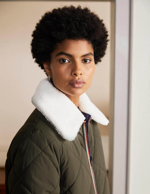 Reversible Quilted Puffer Coat - Khaki Reversible Quilted Puffer Coat - Khaki