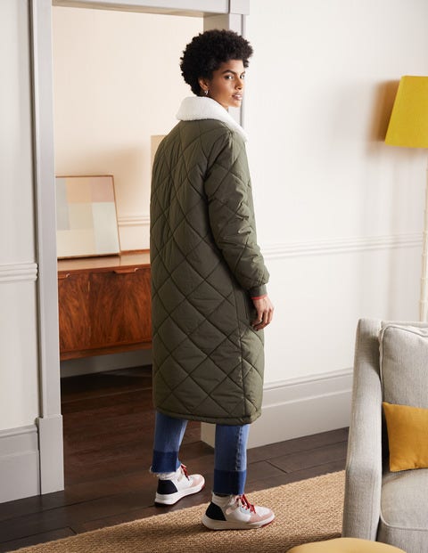 Reversible Quilted Puffer Coat - Khaki Reversible Quilted Puffer Coat - Khaki
