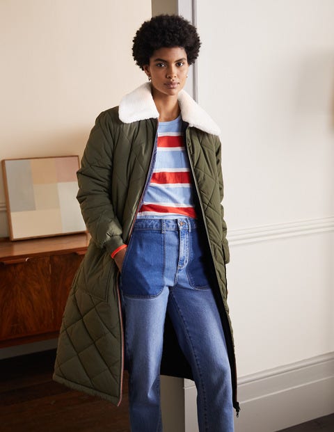 Reversible Quilted Puffer Coat - Khaki Reversible Quilted Puffer Coat - Khaki