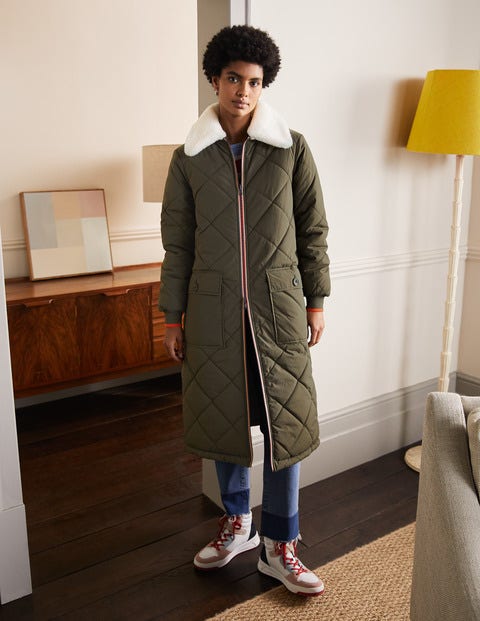 Reversible Quilted Puffer Coat - Khaki Reversible Quilted Puffer Coat - Khaki