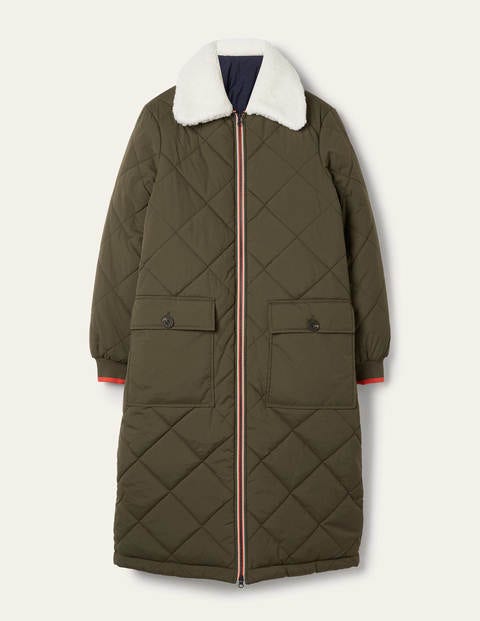 Reversible Quilted Puffer Coat - Khaki Reversible Quilted Puffer Coat - Khaki
