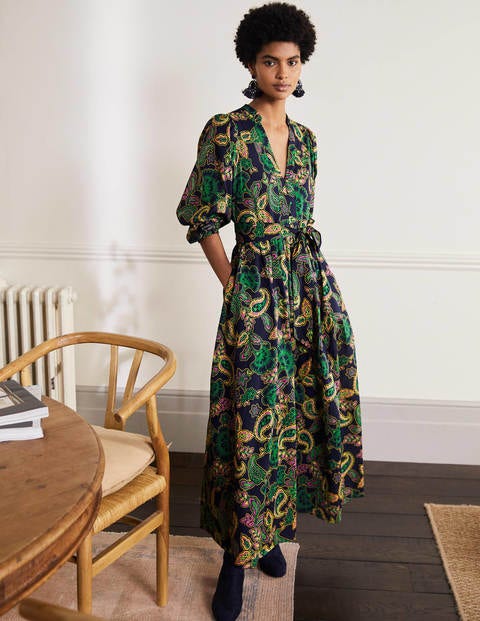 Amelia Cotton Maxi Dress - Navy, Exotic Floral Amelia Cotton Maxi Dress - Navy, Exotic Floral