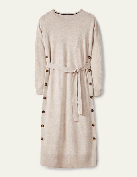 Side Button Knitted Dress - Chinchilla Melange Side Button Knitted Dress - Chinchilla Melange
