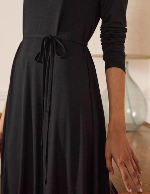 Jersey-Midikleid mit Rollkragen - Schwarz Jersey-Midikleid mit Rollkragen - Schwarz