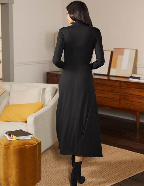 Jersey-Midikleid mit Rollkragen - Schwarz Jersey-Midikleid mit Rollkragen - Schwarz