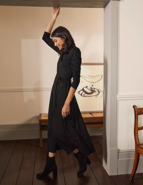 Jersey-Midikleid mit Rollkragen - Schwarz Jersey-Midikleid mit Rollkragen - Schwarz