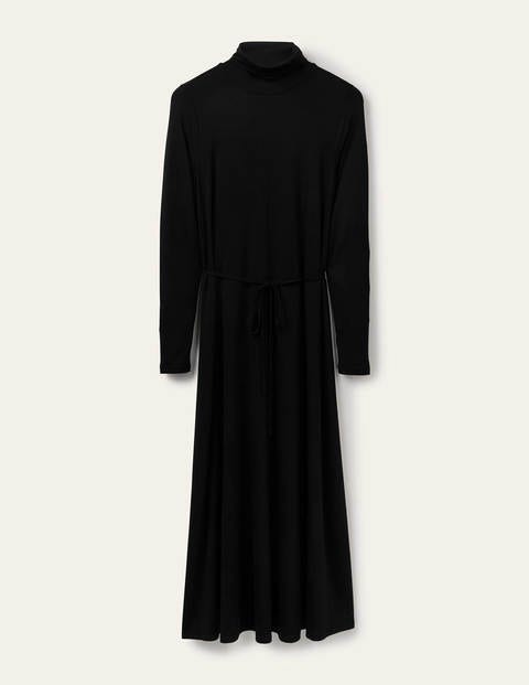 Jersey-Midikleid mit Rollkragen - Schwarz Jersey-Midikleid mit Rollkragen - Schwarz