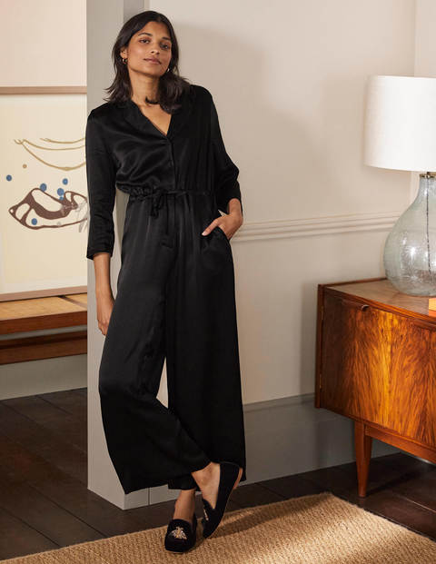 7/8-Jumpsuit mit Kragendetail - Schwarz 7/8-Jumpsuit mit Kragendetail - Schwarz