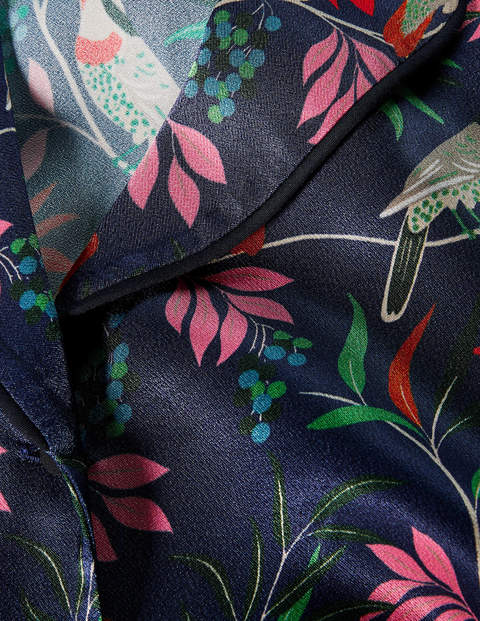 7/8-Jumpsuit mit Kragendetail - Französisches Navy/Beere, Vogel 7/8-Jumpsuit mit Kragendetail - Französisches Navy/Beere, Vogel