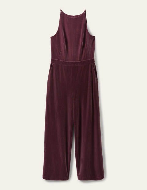 Halterneck Velvet Jumpsuit - Deep Wisteria Halterneck Velvet Jumpsuit - Deep Wisteria