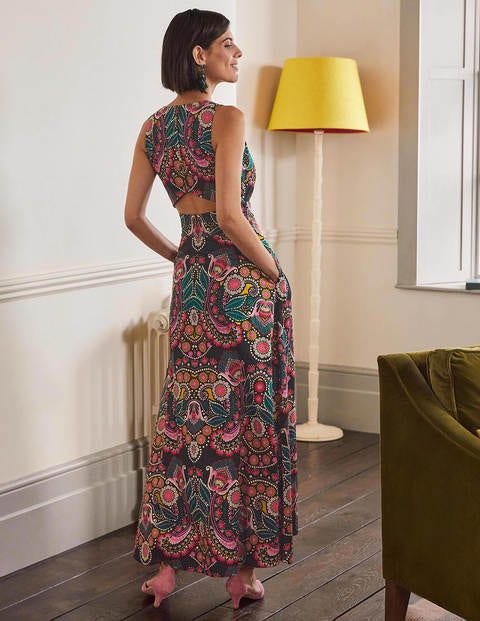 Back Detail Maxi Dress - Black, Daisy Paisley Back Detail Maxi Dress - Black, Daisy Paisley