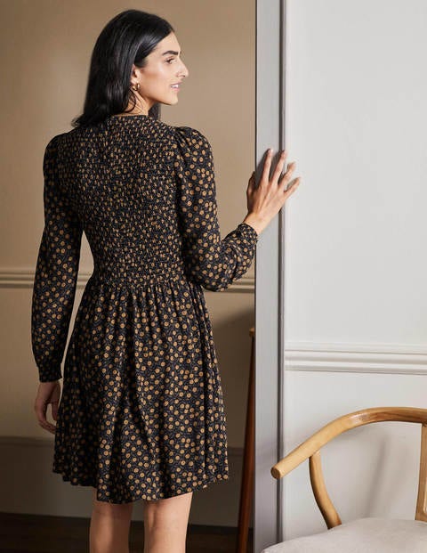 V-Neck Smocked Dress - Gold Rush, Rambling Ditsy V-Neck Smocked Dress - Gold Rush, Rambling Ditsy
