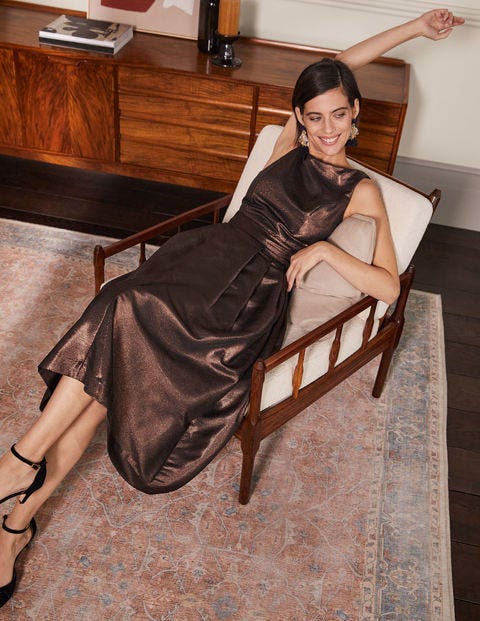 Scoop Back Fit and Flare - Bronze Lurex Scoop Back Fit and Flare - Bronze Lurex