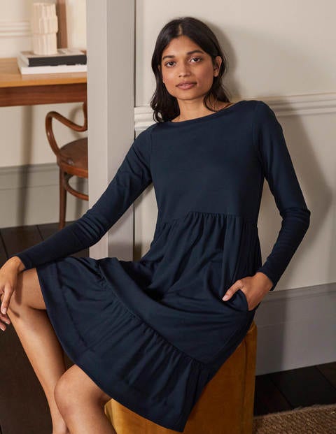 Tiered Ponte Dress - Navy Tiered Ponte Dress - Navy