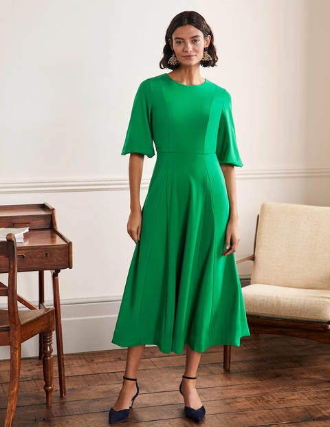 Full Skirt Ponte Midi Dress - Highland Green Full Skirt Ponte Midi Dress - Highland Green
