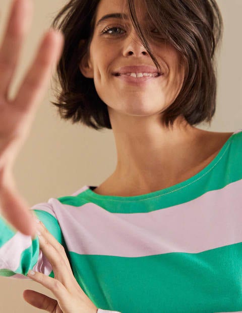 Langärmliges Bretonshirt - Zartes Rosa/Grün, Gestreift Langärmliges Bretonshirt - Zartes Rosa/Grün, Gestreift
