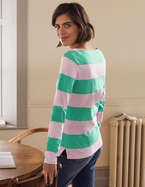 Langärmliges Bretonshirt - Zartes Rosa/Grün, Gestreift Langärmliges Bretonshirt - Zartes Rosa/Grün, Gestreift