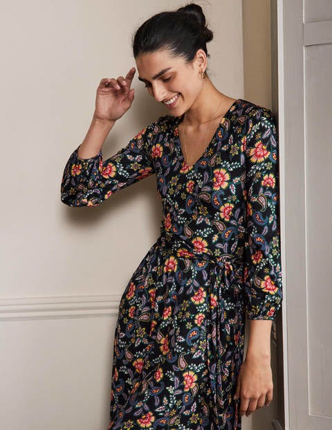 Jodie Jersey Dress - Black, Exotic Floral Jodie Jersey Dress - Black, Exotic Floral