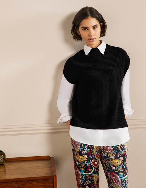 Relaxed Rib Sleeveless Jumper - Black Relaxed Rib Sleeveless Jumper - Black